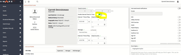 Toggle Interval Check In Timer